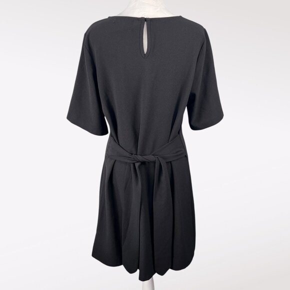 Chelsea28 Black Belted Midi Dress Short Sleeve Size Medium - Picture 5 of 9